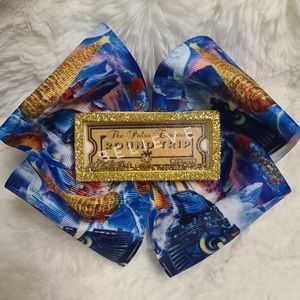 Christmas train jumbo hair bow